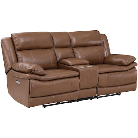 Power Headrest Reclining Loveseat with Conso