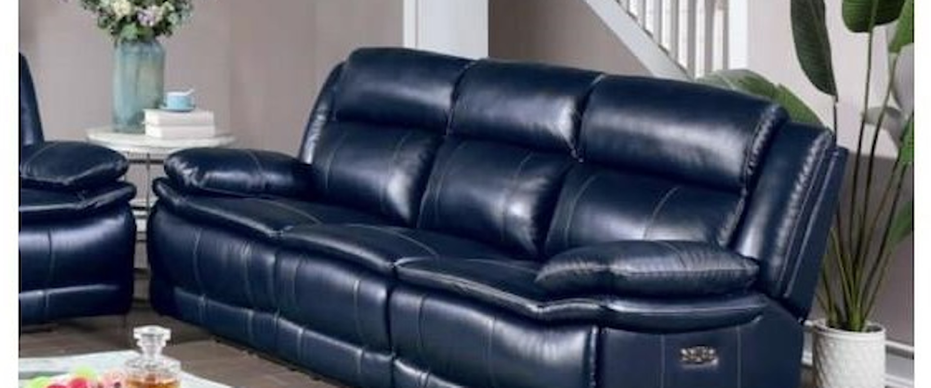 Power Reclining Sofa and Power Reclining Loveseat with Center Console Set