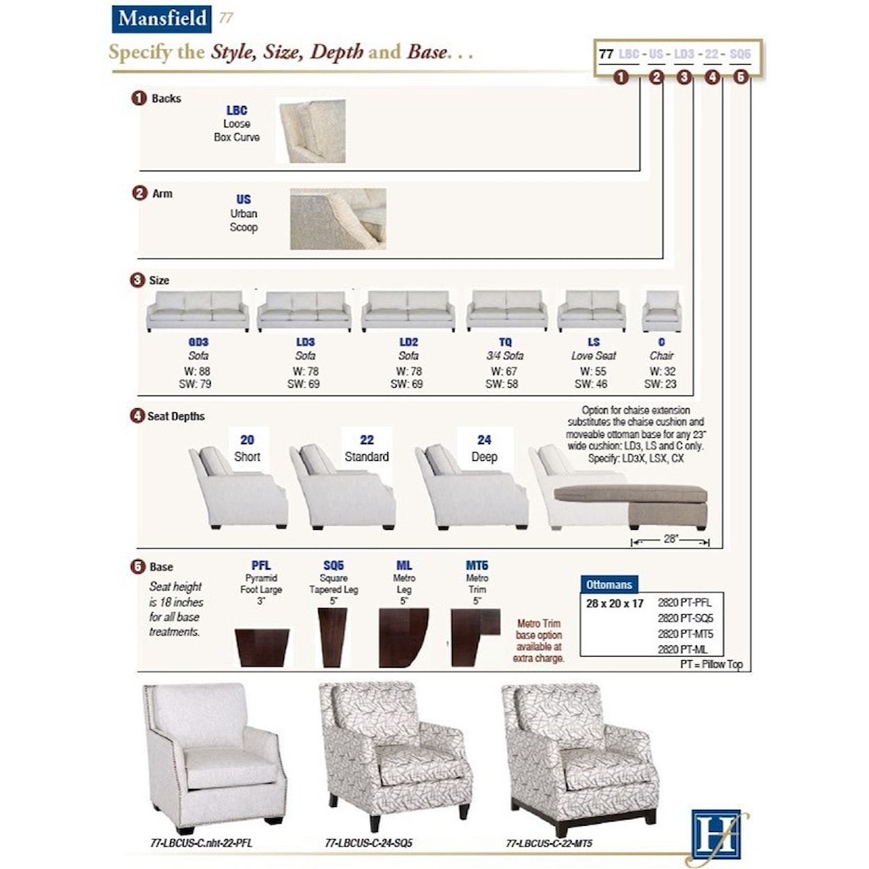 Hallagan Furniture Mansfield Customizable Contemporary Chair