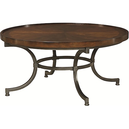 Round Cocktail Table with Metal Legs