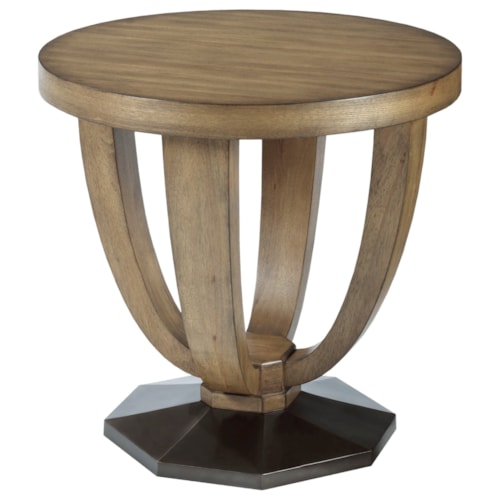 Contemporary Round End Table with Metal Base