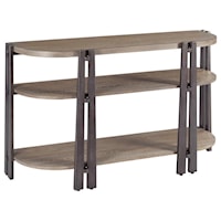 Contemporary Wood and Metal Sofa Table with 2 Shelves