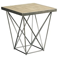 Contemporary Square End Table with Geometric Base
