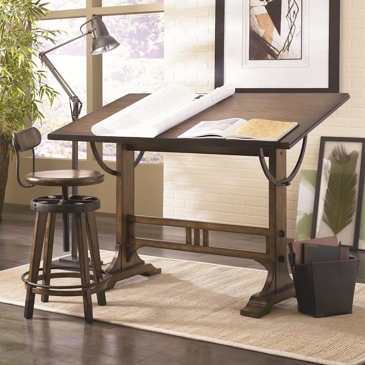 Hammary Studio Home Architect Desk and Swivel Seat