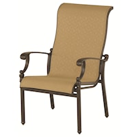 Outdoor Sling Chair with Aluminum Frame and Scroll Arms