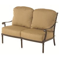 Outdoor Aluminum Loveseat with Plush Seat and Back Cushions