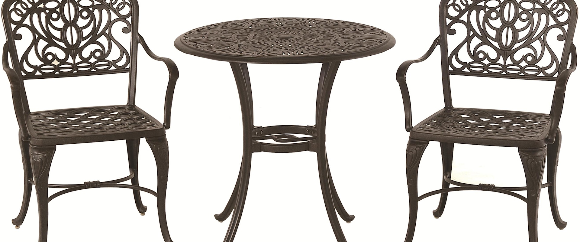 3-Piece Bistro Set with Ornate Casting and Detailed Legs