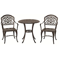 3-Piece Bistro Set with Ornate Casting and Detailed Legs
