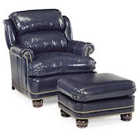 Traditional Chair and Ottoman with Nailhead Trim