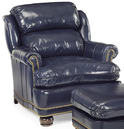 Traditional Upholstered Chair with Rolled Arms and Nailhead Trim