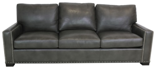 Leather Sofa with Nailheads