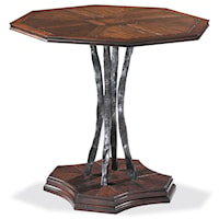 Toth Octagonal Lamp Table with Textured Metal Pedestal