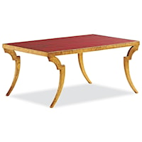 Rio Red Lacquer Cocktail Table with Bronze Base 