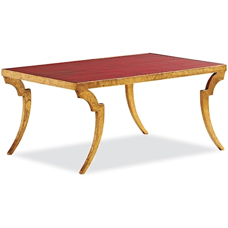 Rio Red Lacquer Cocktail Table with Bronze Base 