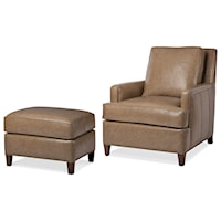 Contemporary Leather Chair and Ottoman Set