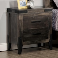 2 Drawer Night Stand with Metal Brackets