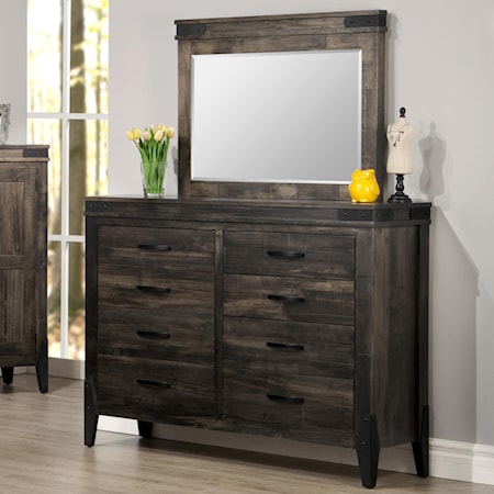 8-Drawer Tall Dresser with Mirror