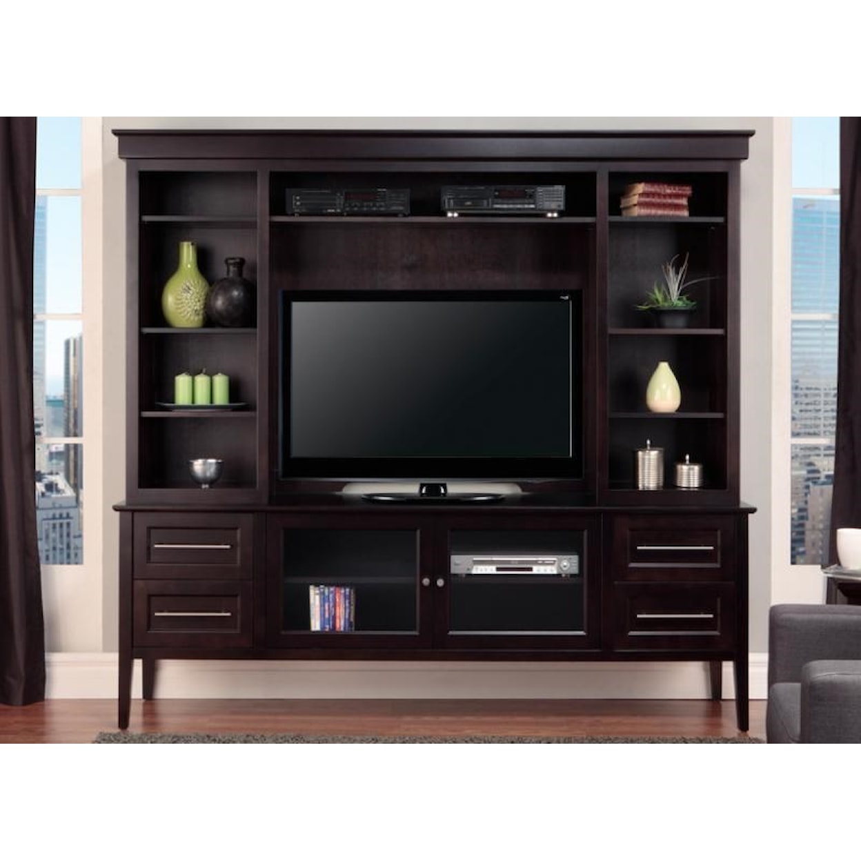 Handstone Stockholm Solid Wood HDTV Cabinet with Hutch