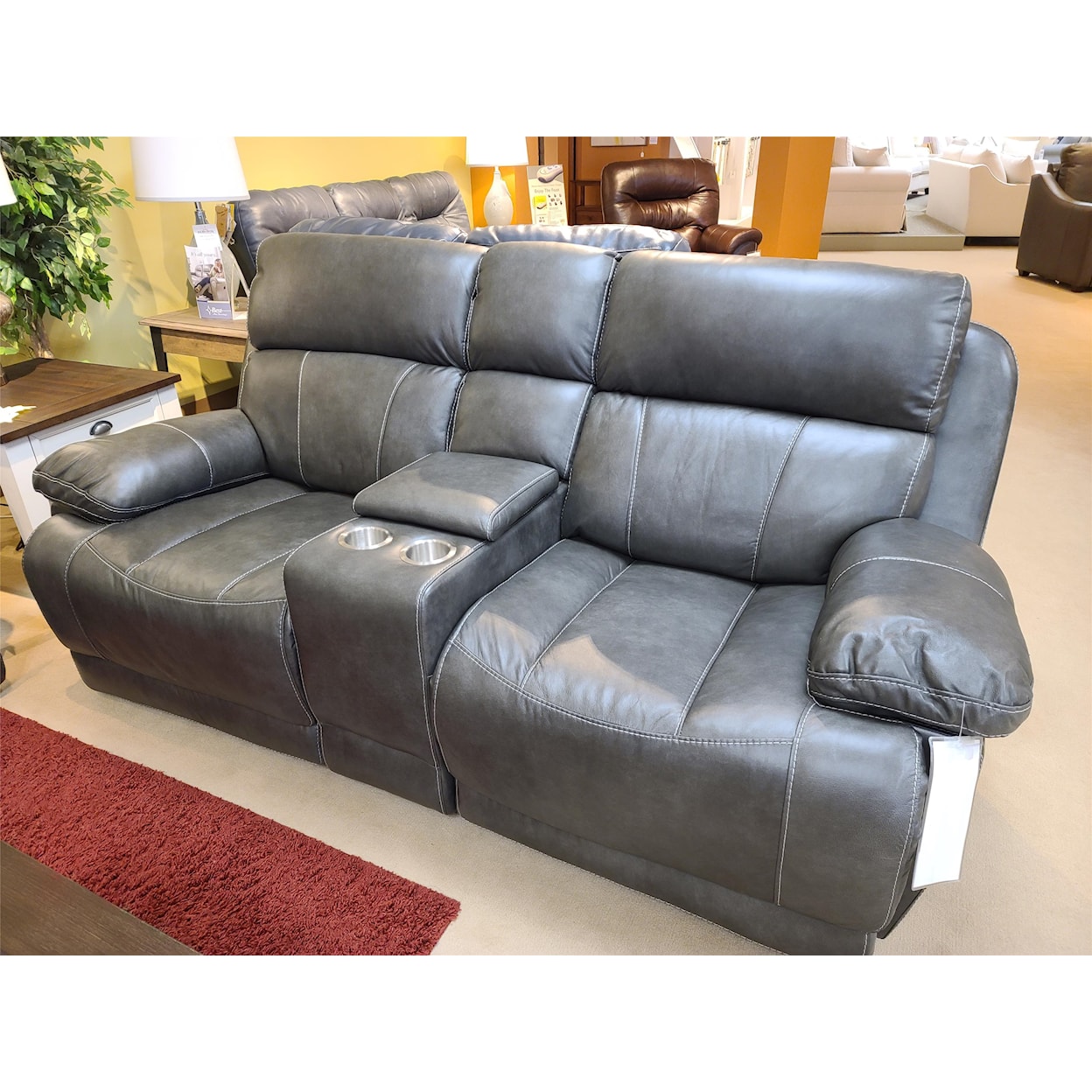 Happy Leather Company 2397 Leather Power Console Loveseat