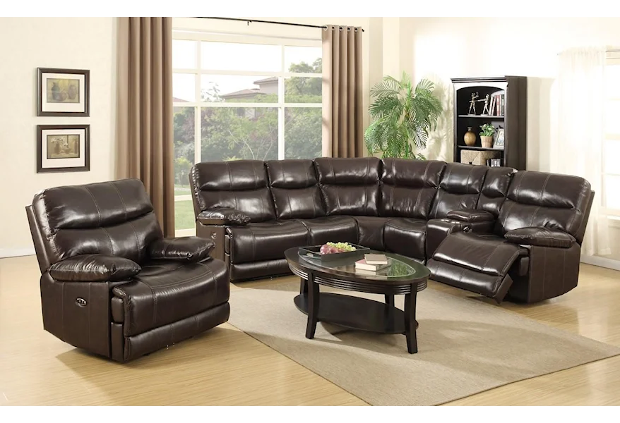 3282B Power Reclining Sectional Sofa and Power Rec by Happy Leather Company at Sam's Furniture Outlet