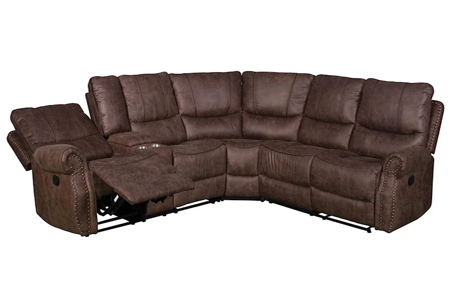6977 3 Piece Reclining Sectional by Happy Leather Company at VanDrie Home Furnishings