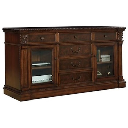 Traditional Entertainment Console with Glass Doors
