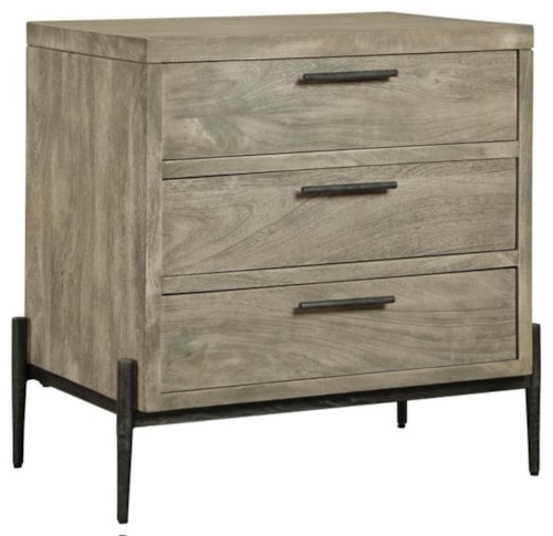 Gray Three Drawer Nightstand
