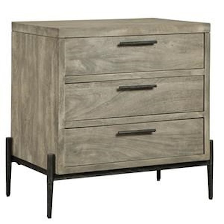 Gray Three Drawer Nightstand