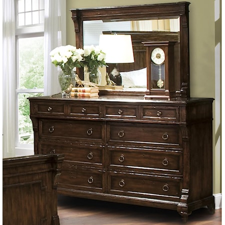 Dresser with 8 Drawers and Mirror