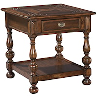 Traditional Solid Walnut & Mahogany Lamp Table with Storage