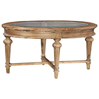 Oval Coffee Table with Beveled Glass Top