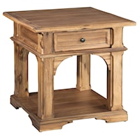 Canted Block End Table with Single Drawer