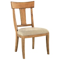 Wood T-Back Side Chair with Upholstered Seat