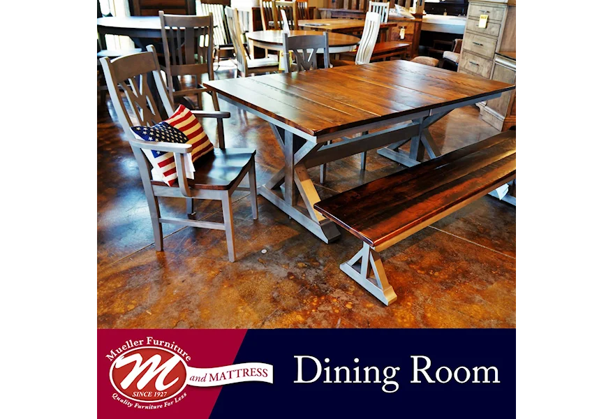 X-Base Customizable Solid Wood Dining Table by Hermie's Table Shop at Mueller Furniture