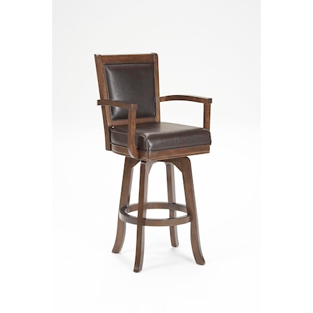 Swivel Counter Stool with Leather Upholstery