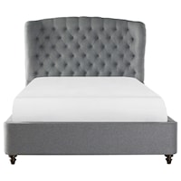 Traditional Upholstered King Bed with USB Ports