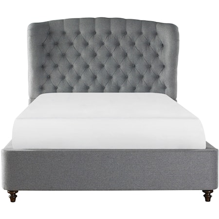 Traditional Upholstered King Bed with USB Ports