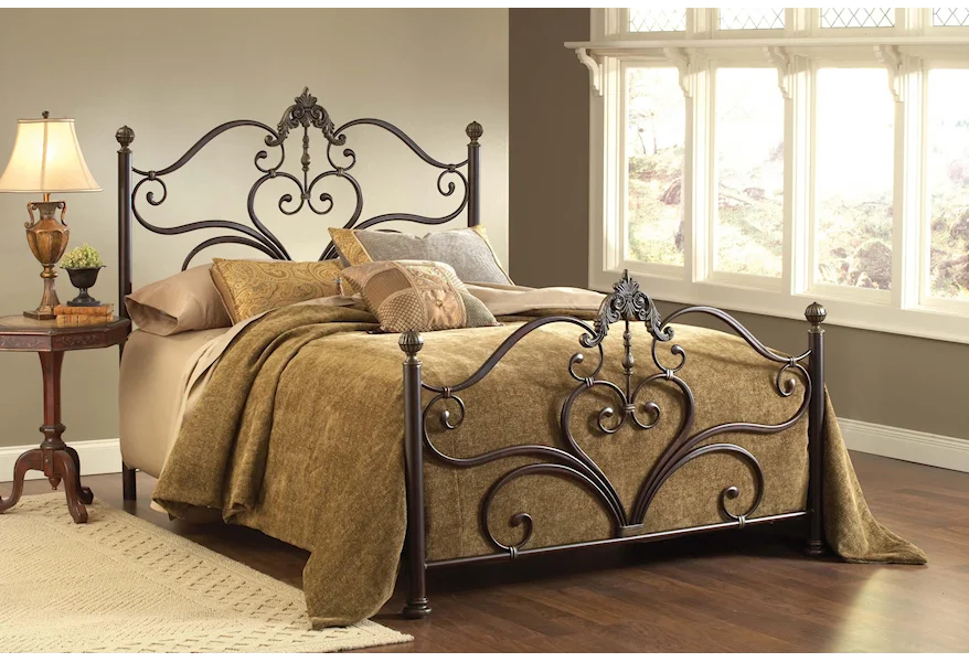 Metal Beds Newton King Bed Set with Scrollwork by Hillsdale at VanDrie Home Furnishings