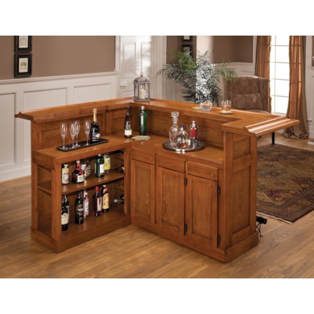 Large Oak Bar with Side Bar