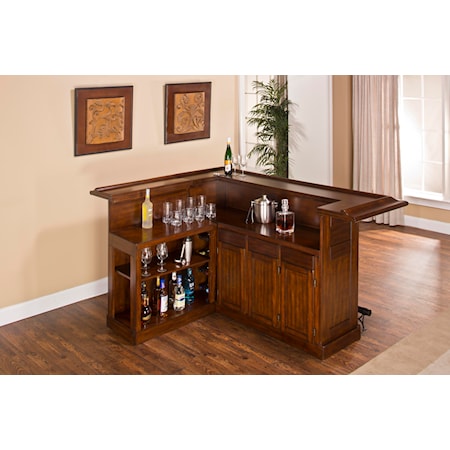 Large Brown Cherry Bar with Side Bar