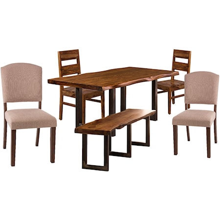 Table, 2 Chairs, 2 Upholstered Chair, Bench