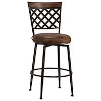 Casual Commercial-Grade Swivel Bar Stool with Lattice Back