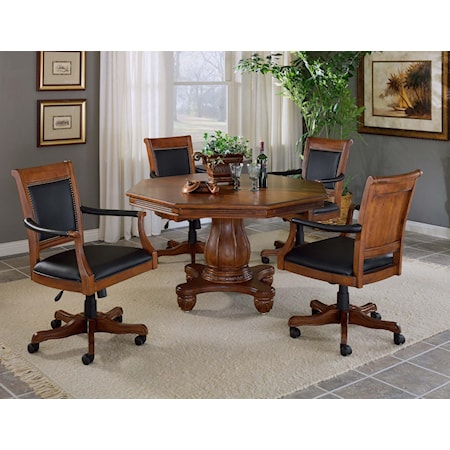Game Set with Leather Chairs