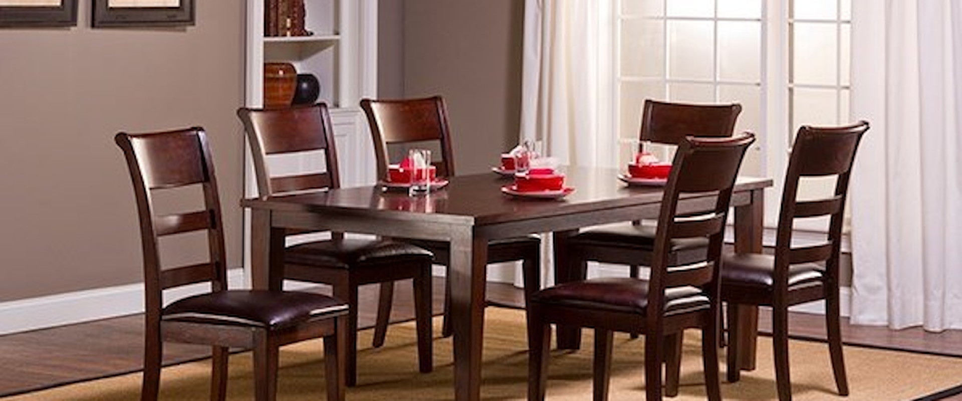 Seven Piece Dining Set with Leg Table