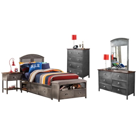 Five Piece Full Storage Bed Set