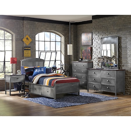 Five Piece Set with Twin Storage Bed