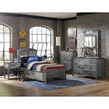 Five Piece Set with Twin Storage Bed