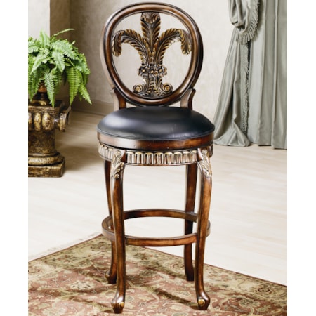 31" Bar Height Fleur De Lis Stool