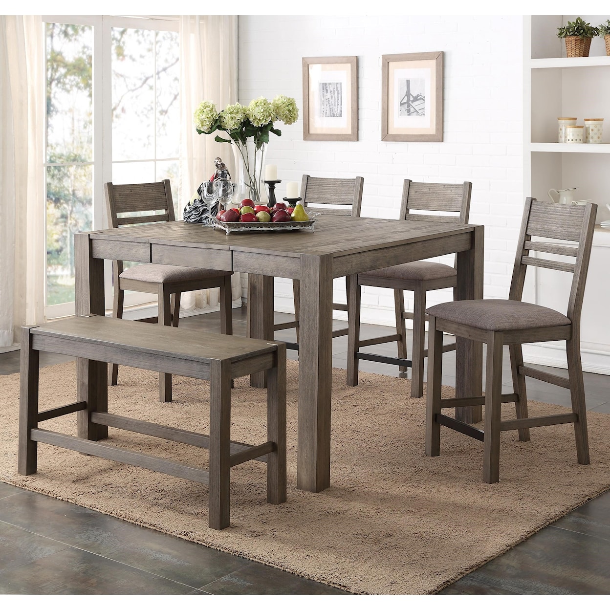 Holland House 1126 Counter Table Set with Bench