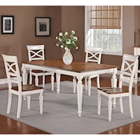 5-Piece Rectangular Leg Table and Open Back Side Chair Dining Set